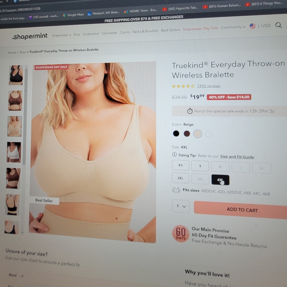2 for $12 NEW 4XL Trukind everyday wireless bralettes (bras) 2 for $12 total